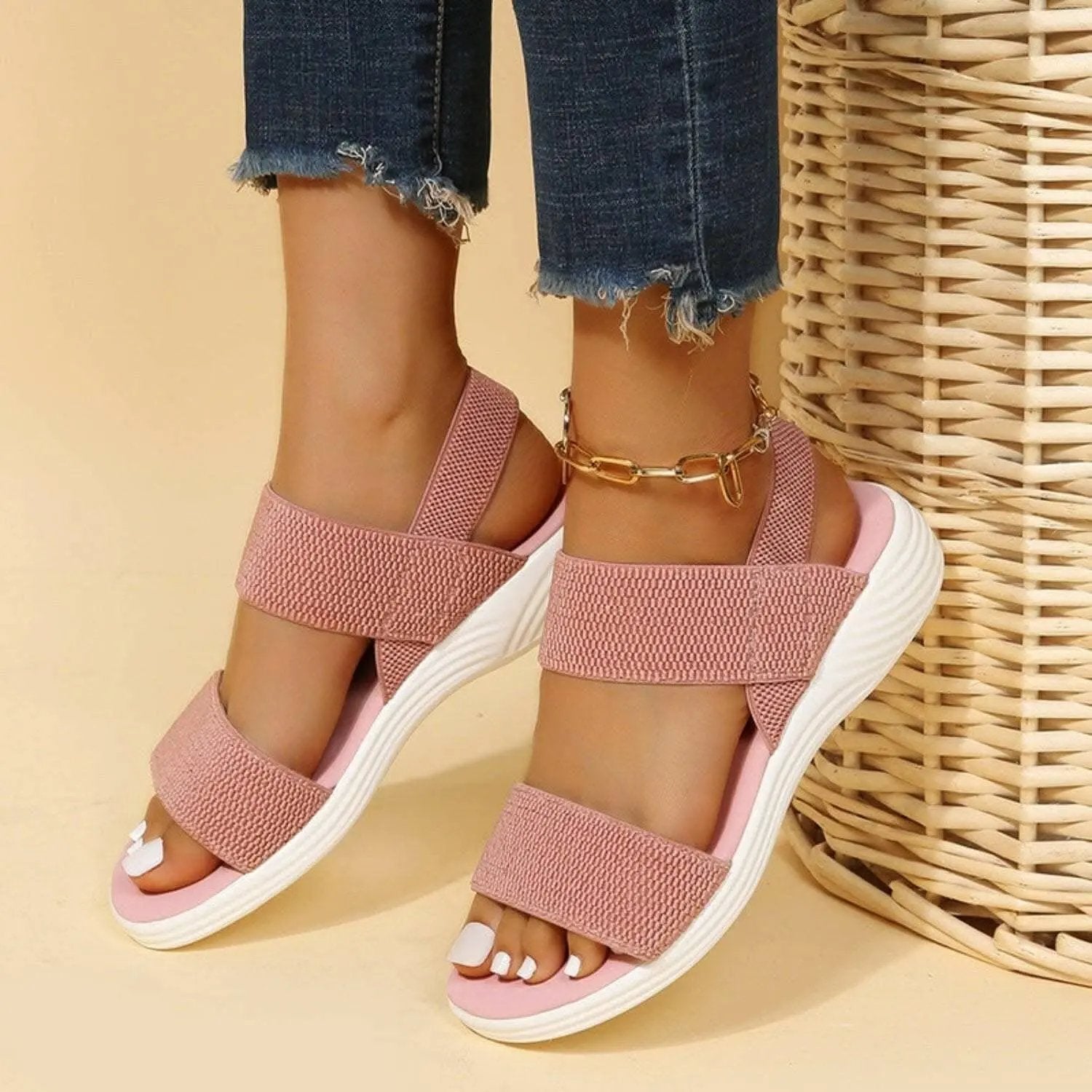 Comfortable low heel rubber sandals - Love Salve
